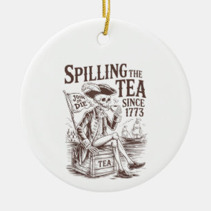 Teeausbreitung seit 1773 Patriotischer Amerikaner  Keramik Ornament