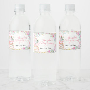 Teebabyparty-Pastell-Blumen-Wasserflaschen-Etikett