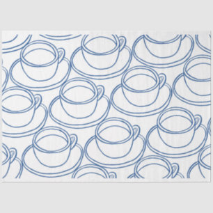 Teebecher mit blauer und weißer Linie Seidenpapier