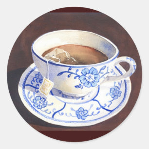 Teebecher mit Teabag Runder Aufkleber