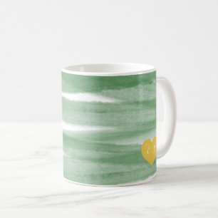 Teebeutel Grünstreifen Wasserfarben Monogramm Kaff Kaffeetasse