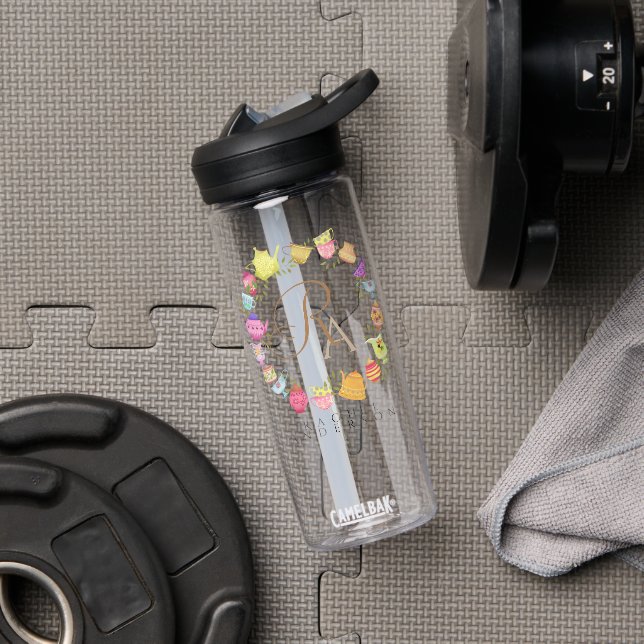 Teebeutel und Tassen Monogramm Pastel Blue Tasse Trinkflasche (Fitnessstudio)
