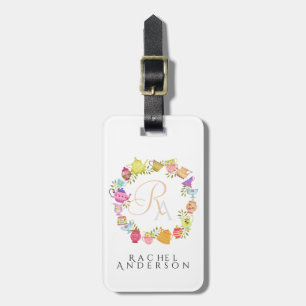 Teebeutel und Tassen Monogramm weiß Gepäckanhänger