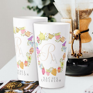 Teebeutel und Tassen Monogramm weiße Tasse