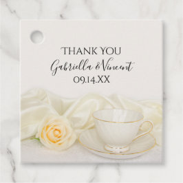 Teecup mit Blume White Rose Hochzeit Geschenkanhänger