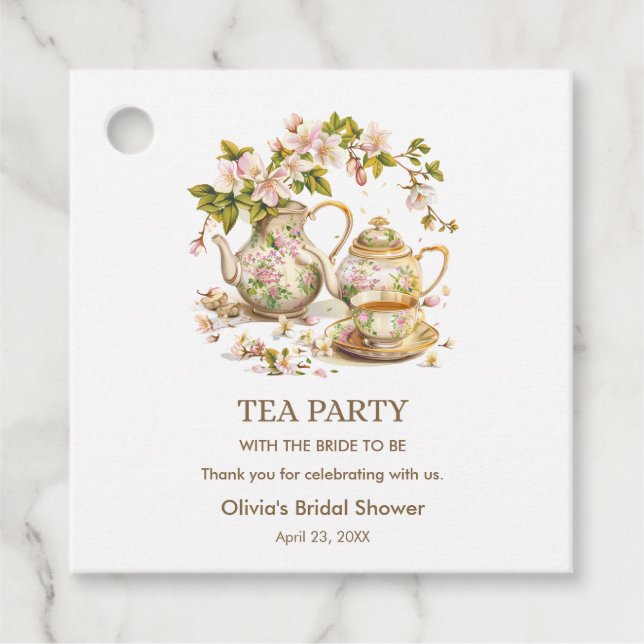 Teeflora Party Zeit für Tee Brautparty Geschenkanhänger (Vorderseite)