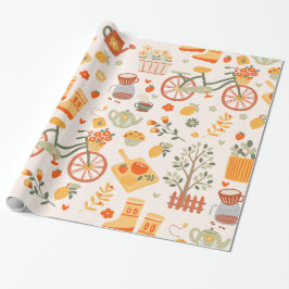 Teegarten-Fernfahrrad Geschenkpapier