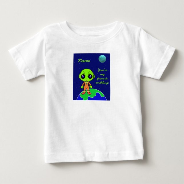 Teehemals für Kleinkinder mit Alien und Mond von J Baby T-shirt (Vorderseite)