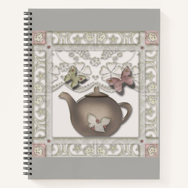 Teekanne aus Glas, beige Farben Notizbuch (Vorderseite)