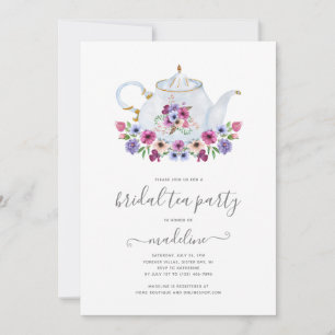 Teekanne Blumenkohl Tee Party Bridal Dusche Einlad Einladung