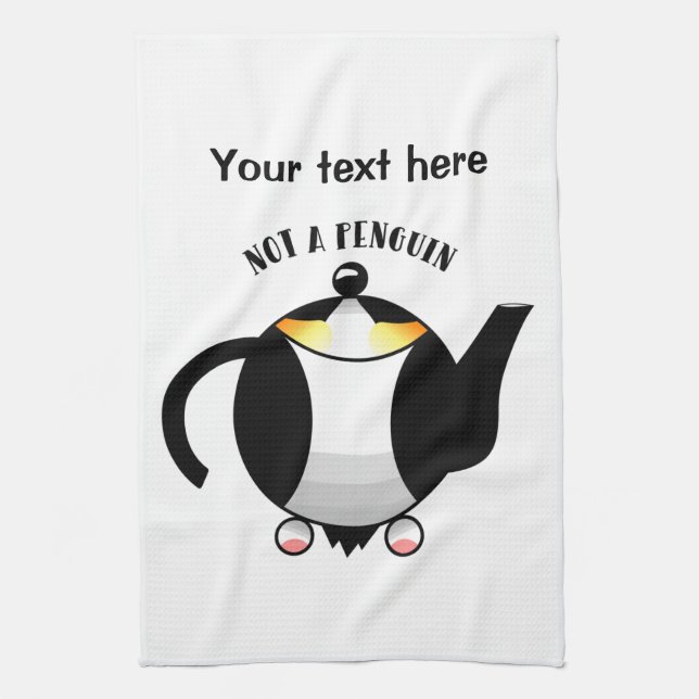 Teekanne, die wie ein Pinguin aussieht Geschirrtuch (Vertikal)