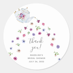 Teekanne Floral Brautschauer-Teeparty Dankeschön Runder Aufkleber