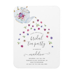 Teekanne Florale Hochzeitsdusche-Teeparty-Einladun Magnet