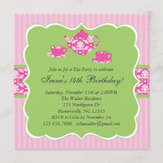 Teekanne-Geburtstags-Party Einladung