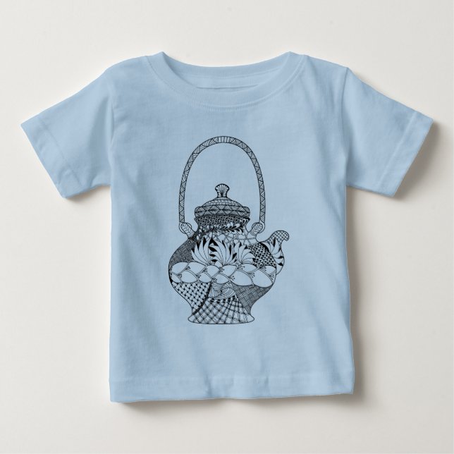 Teekanne-Gekritzel Baby T-shirt (Vorderseite)