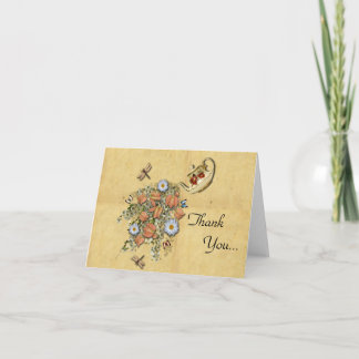 Teekanne mit Frühlings-Blumen danken Ihnen Dankeskarte