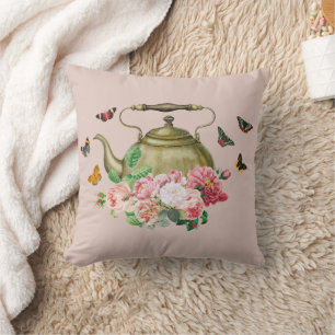 Teekanne Party Rosa Blüten & Schmetterlinge Kettle Kissen