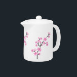 Teekanne-rosa weiße asiatische Blüten-Blumen klein<br><div class="desc">Teekanne-rosa weiße asiatische Blüten-Blumen Blumentee-Kaffee kleines Zizzago</div>