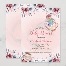 Teekanne Teetasse Blumenkohl Tee Party Babydusche Einladung