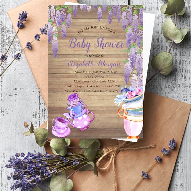 Teekanne Teetasse Wisteria Wood Glitzer Kinderdusc Einladung (Von Creator hochgeladen)