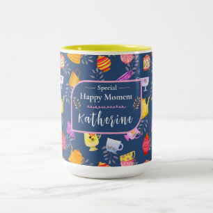 Teekanne und Cups Garden Navy Zweifarbige Tasse