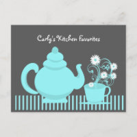 Teekanne und Milchrezeptkarte