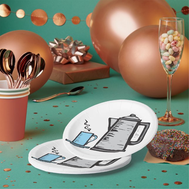 Teekanne und Tasse Pappteller (Von Creator hochgeladen)