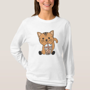 Teekatze mit Schokolade, süße Tiere Katzen T-Shirt
