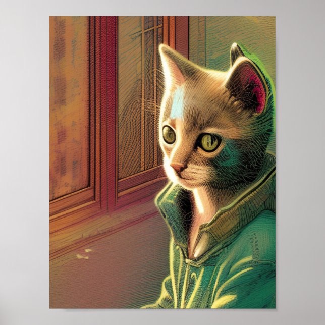 Teekatzengrün Pullover urbane Alien Poster (Vorne)