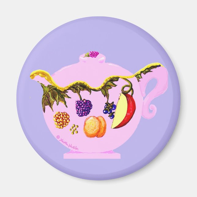 Teekessel mit Obst und Blätter Magnet (Vorne)