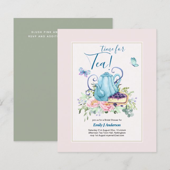 Teekochen Brautparty Teatime Nachmittagstee Einlad (Vorne/Hinten)