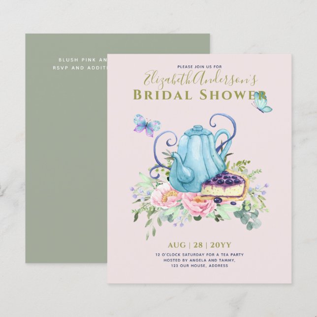 Teekochen Brautparty Teatime Nachmittagstee Einlad (Vorne/Hinten)