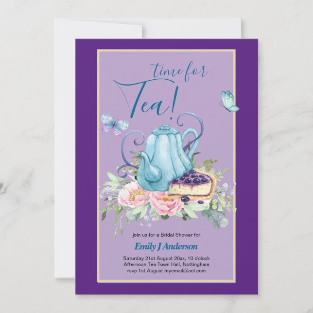 Teekochen Brautparty Teatime Nachmittagstee Einlad Einladung (Vorderseite)