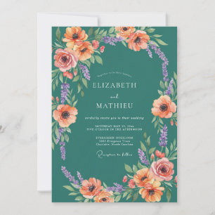 Teelblüten-Hochzeitsarrangement Einladung