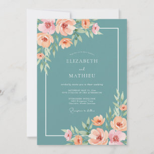 Teelblüten-Malerische Hochzeit Einladung