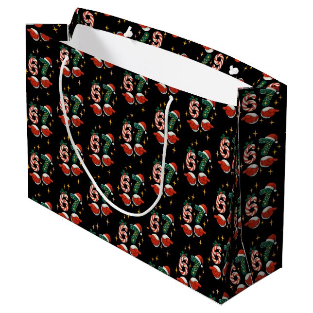 Teen 67 Meme Holiday Große Geschenktüte (Rückseite Schrägansicht)