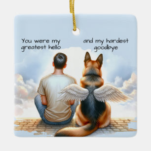 Teen Boy and Dog Memorial Keramikornament