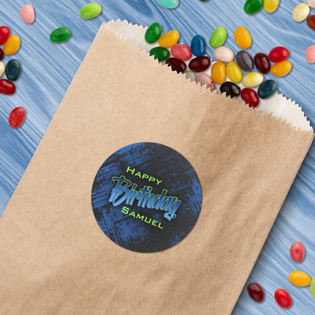 Teen Boy Birthday Runder Aufkleber (Von Creator hochgeladen)