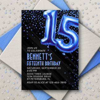Teen Boy Blue 15. Geburtstag Einladung