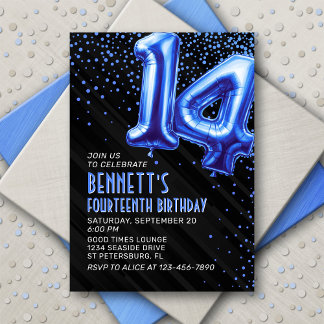 Teen Boy Blue Einladung zum 14. Geburtstag