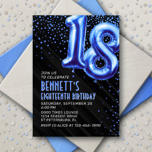 Teen Boy Blue Einladung zum 18. Geburtstag