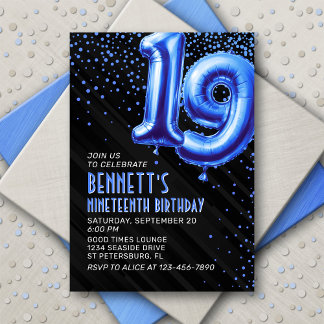 Teen Boy Blue Einladung zum 19. Geburtstag