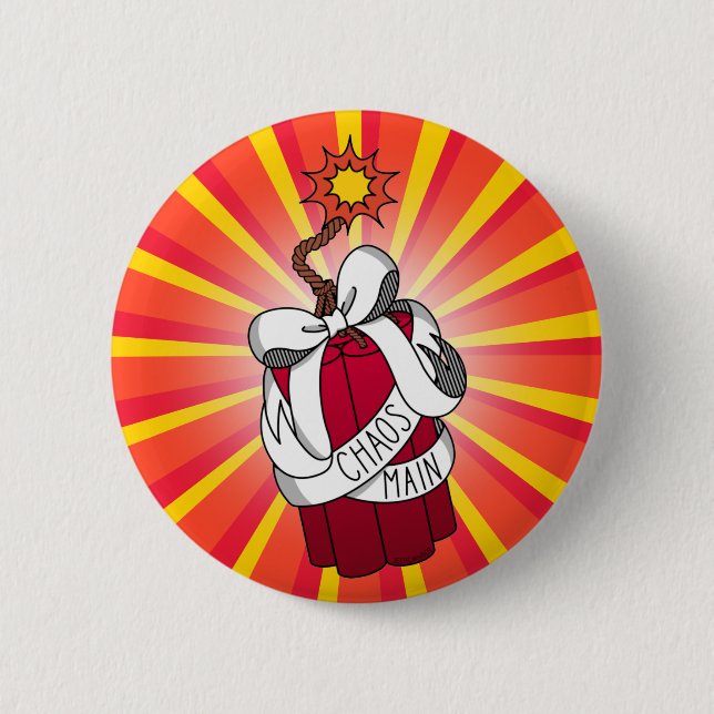 Teen Boy Chaos Main Gamer Red Cartoon Dynamite Button (Vorderseite)