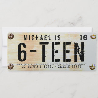 Teen Car LICENSE Plate Boy Girl 16 17 18 19 Einladung