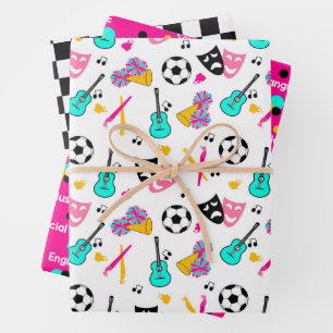 Teen Dream Cheerleader Pattern Geschenkpapier Set