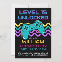 Teen Gaming Gamer Boy Video Game Player Birthday Einladung