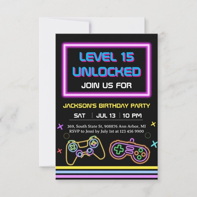 Teen Gaming Gamer Boy Video Game Player RSVP Karte (Vorderseite)