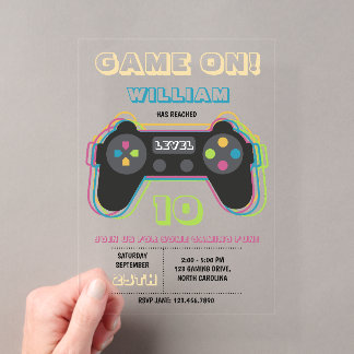 Teen Gaming Gamer Video Game Player Retro Birthday Acryleinladungen
