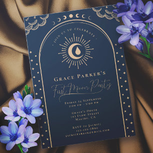 Teen Girl Celestial Blue First Moon Period Party Einladung