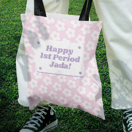 Teen Girl First Period Pastellfarben Pink Blume Mu Tasche
